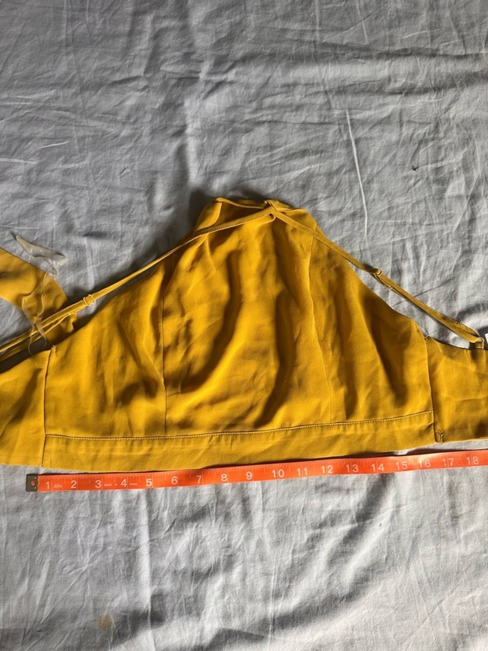 Sleek Mustard Halter Crop Top with Slim Straps - Picture 6 of 8